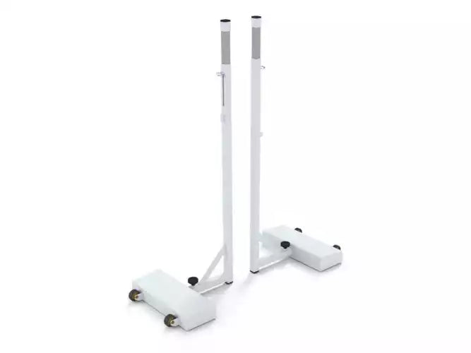 Professional mobile badminton posts height adjustable from 1.39m to 1.55m with wheels