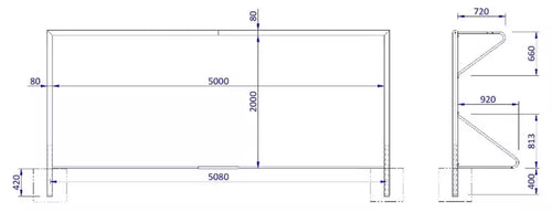 Football goal aluminium - 5m x 2m