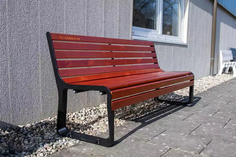 Premium wooden tennis bench with backrest - 180 cm