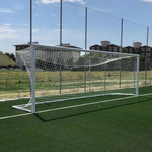 Full-Size Socketed Aluminium Football Goal - 7.32m x 2.44m