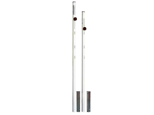 Height adjustable square badminton posts - 1.4m to 1.55m with floor sleeves