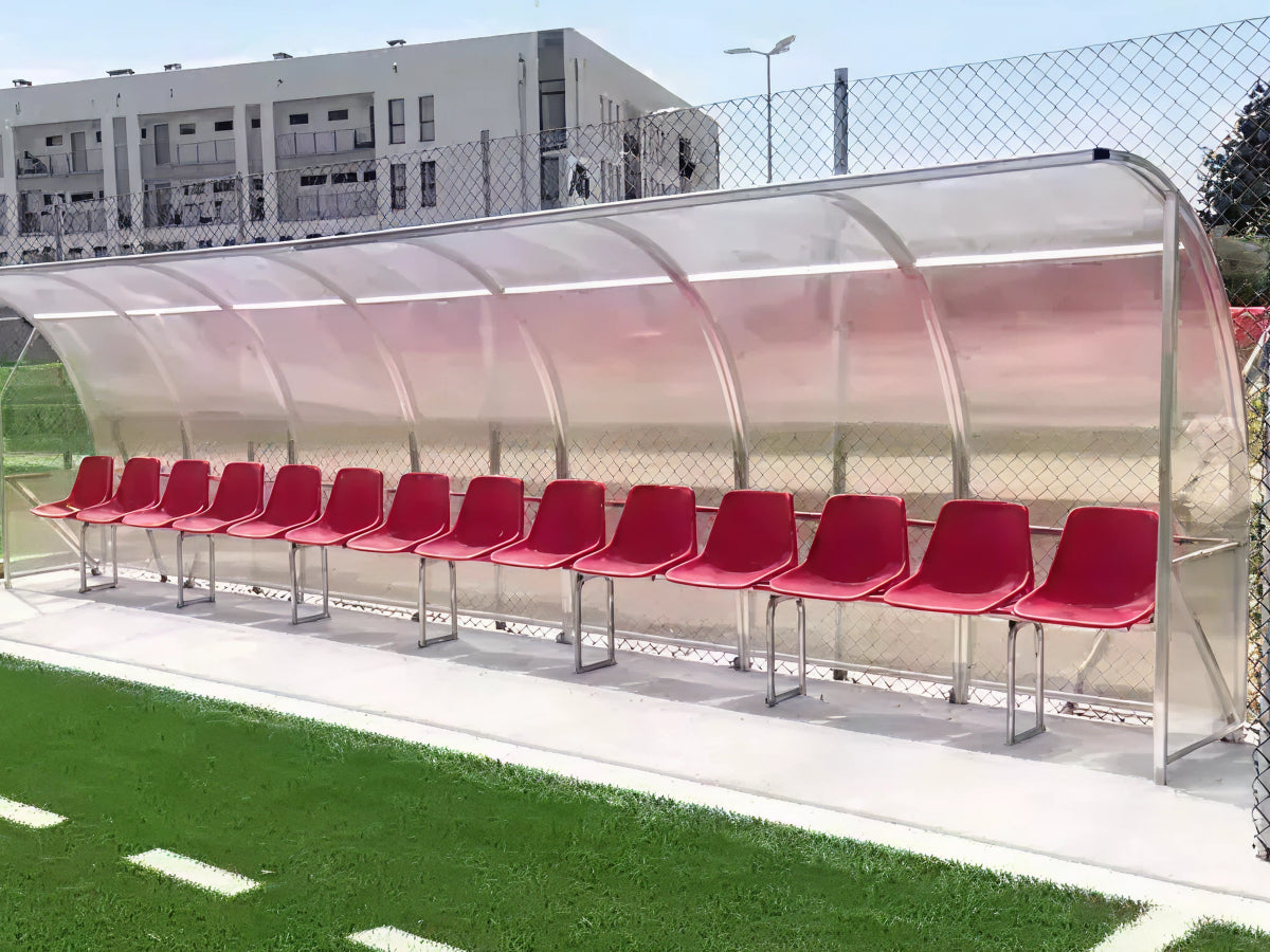 Football dugout 3 - 3.5m x 1.6m x 1m - 7 seats