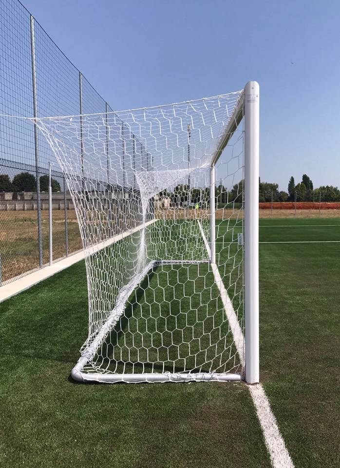Football goal aluminium - 7.32m x 2.44m with net and lifting system