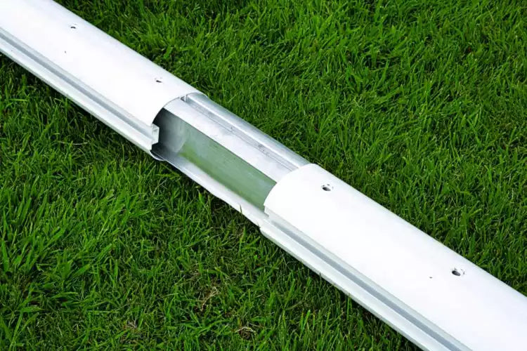 Full-Size Socketed Aluminium Football Goal - 7.32m x 2.44m