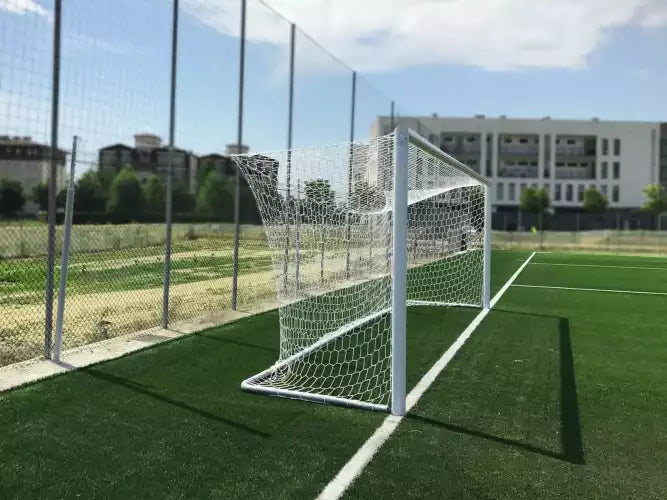 Full-Size Socketed Aluminium Football Goal - 7.32m x 2.44m