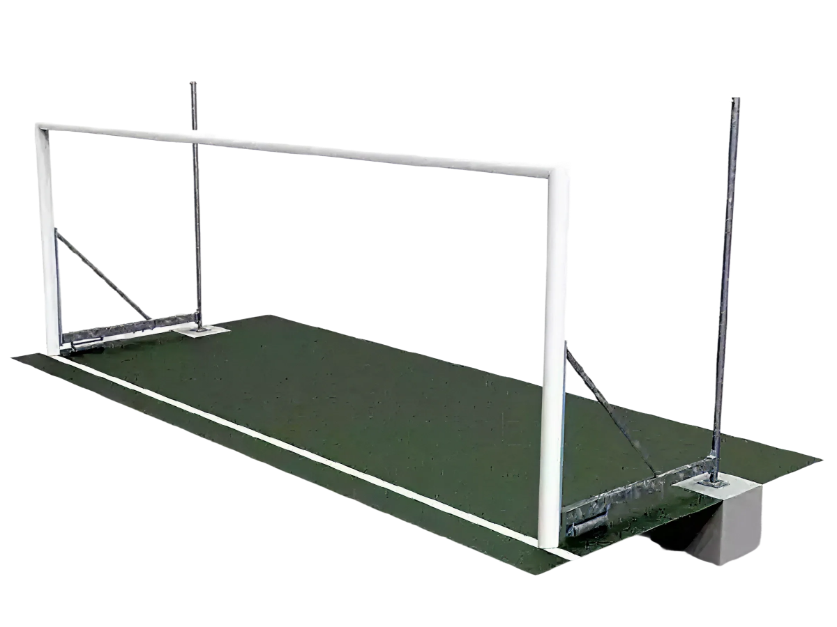 Pair of 8 a side aluminium folding and sealing football goals - 6m x 2.10m