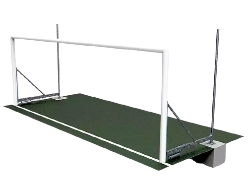 Pair of 8 a side aluminium folding and sealing football goals - 6m x 2.10m