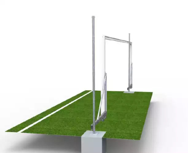 Pair of 8 a side aluminium folding and sealing football goals - 6m x 2.10m