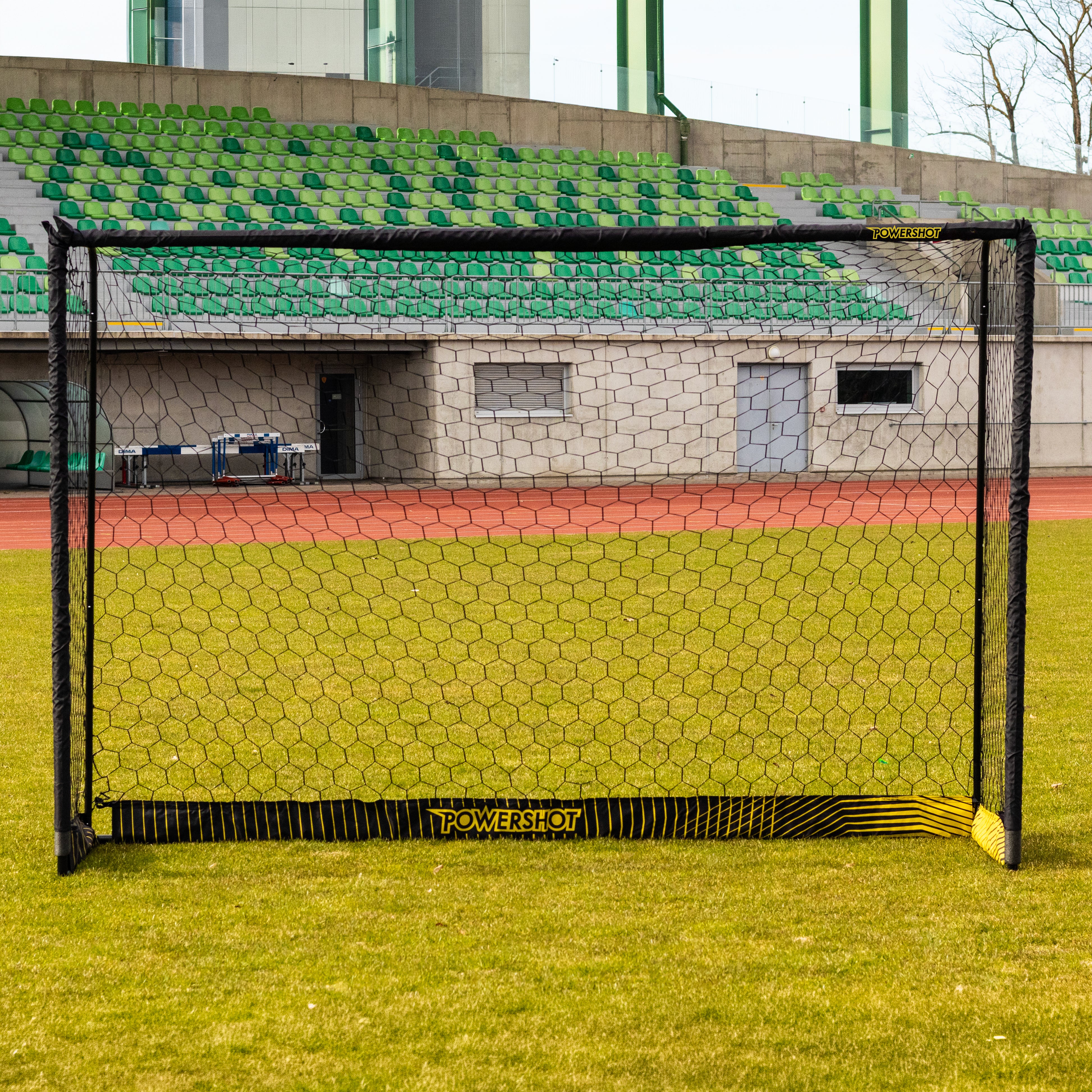 Black steel football goal - 3m x 2m