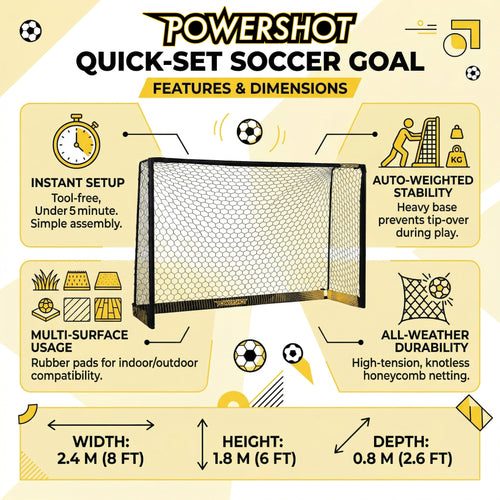 Black steel football goal - 3m x 2m