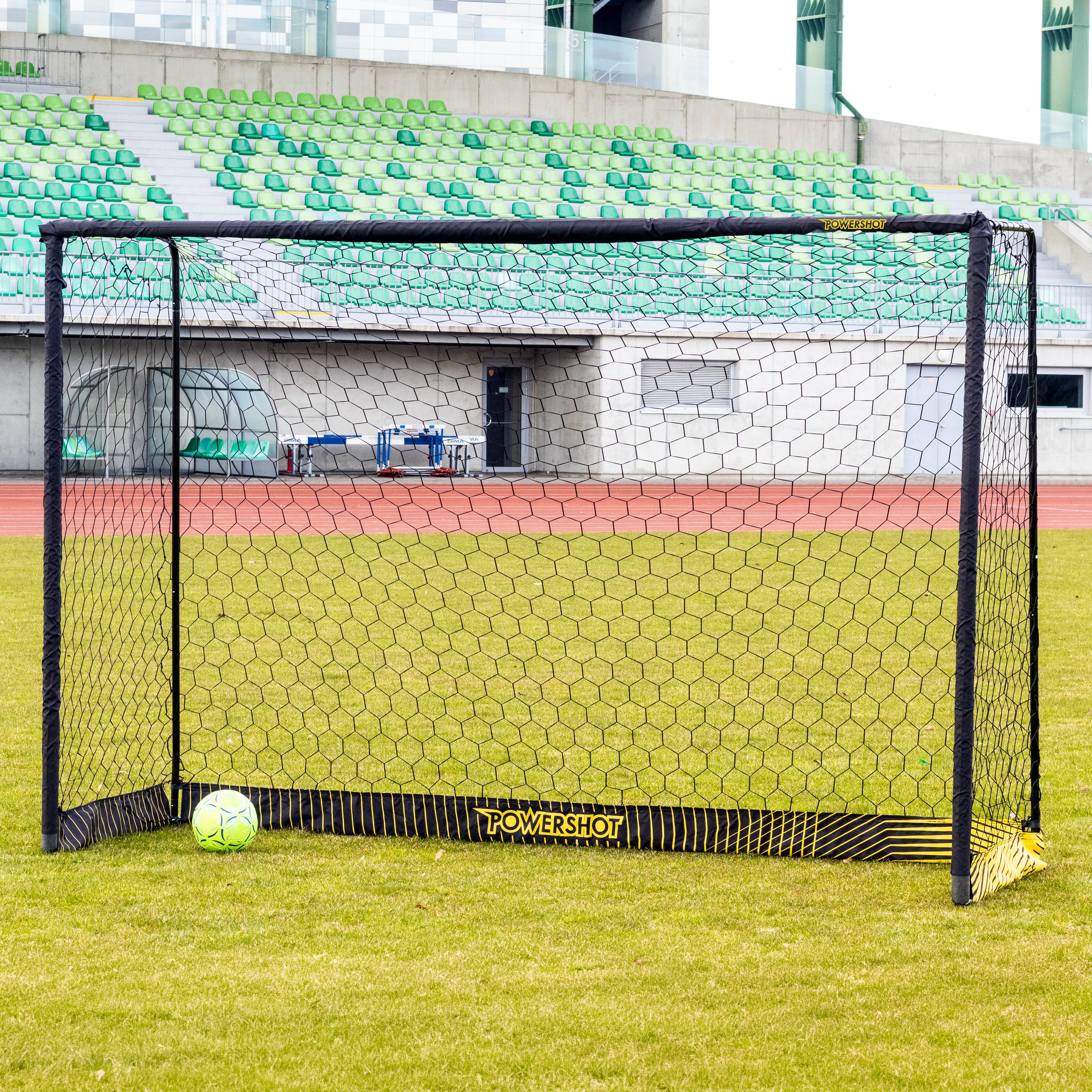 Black steel football goal - 3m x 2m