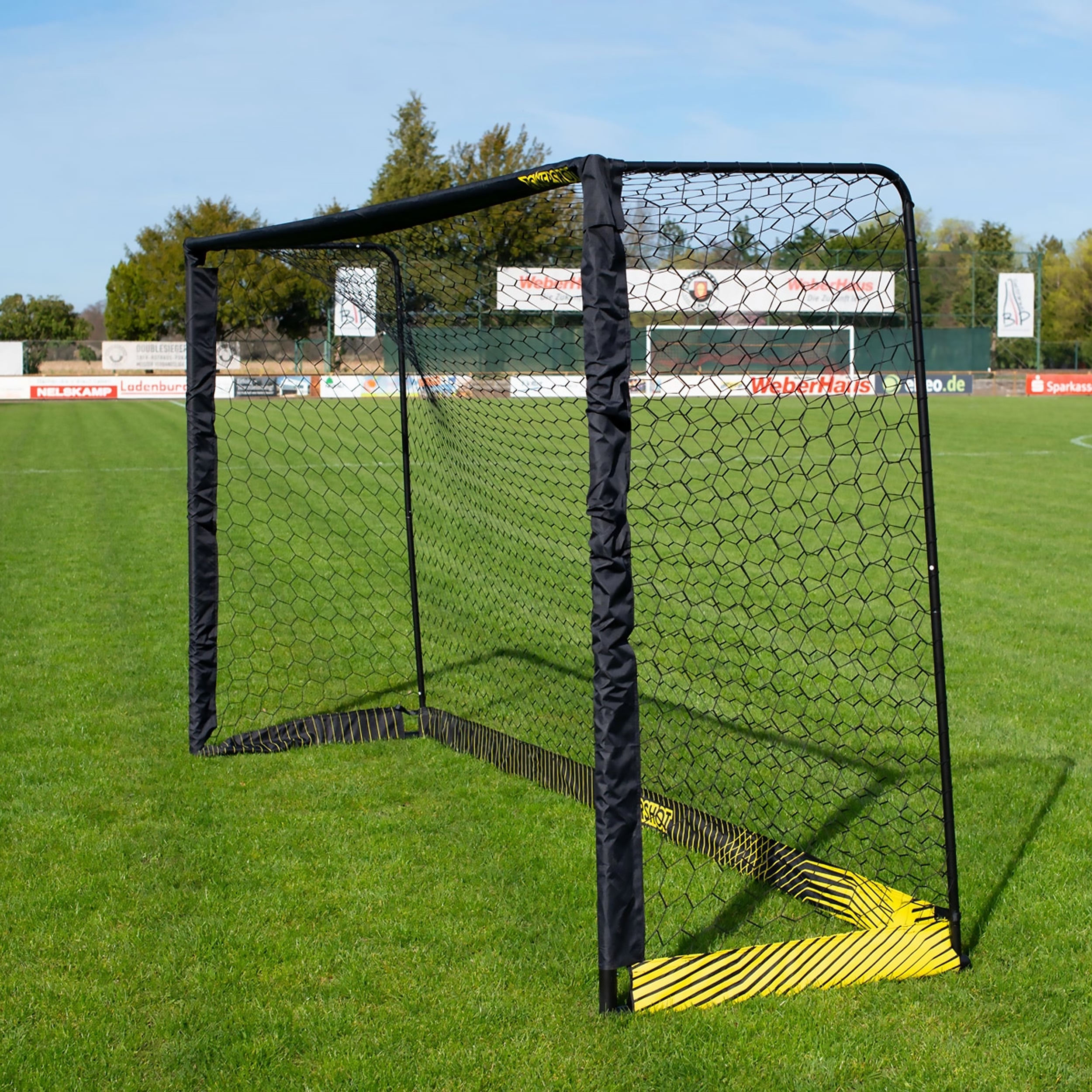 Black steel football goal - 1.8m x 1.2m