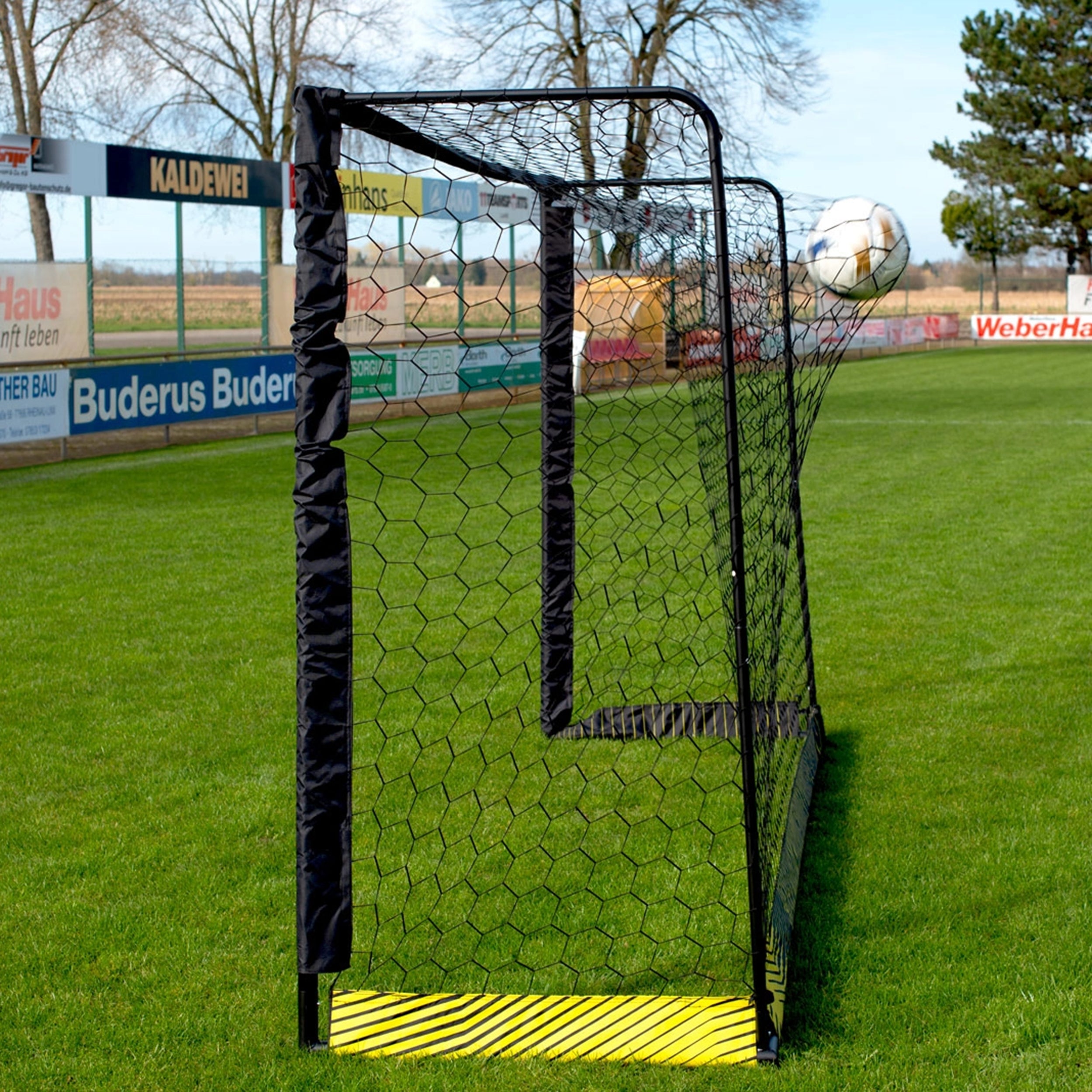 Black steel football goal - 1.8m x 1.2m