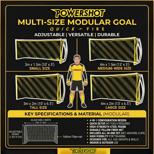 QuickFire® voetbaldoel – 3 of 4m x 1.5 of 2m - Meerdere maten