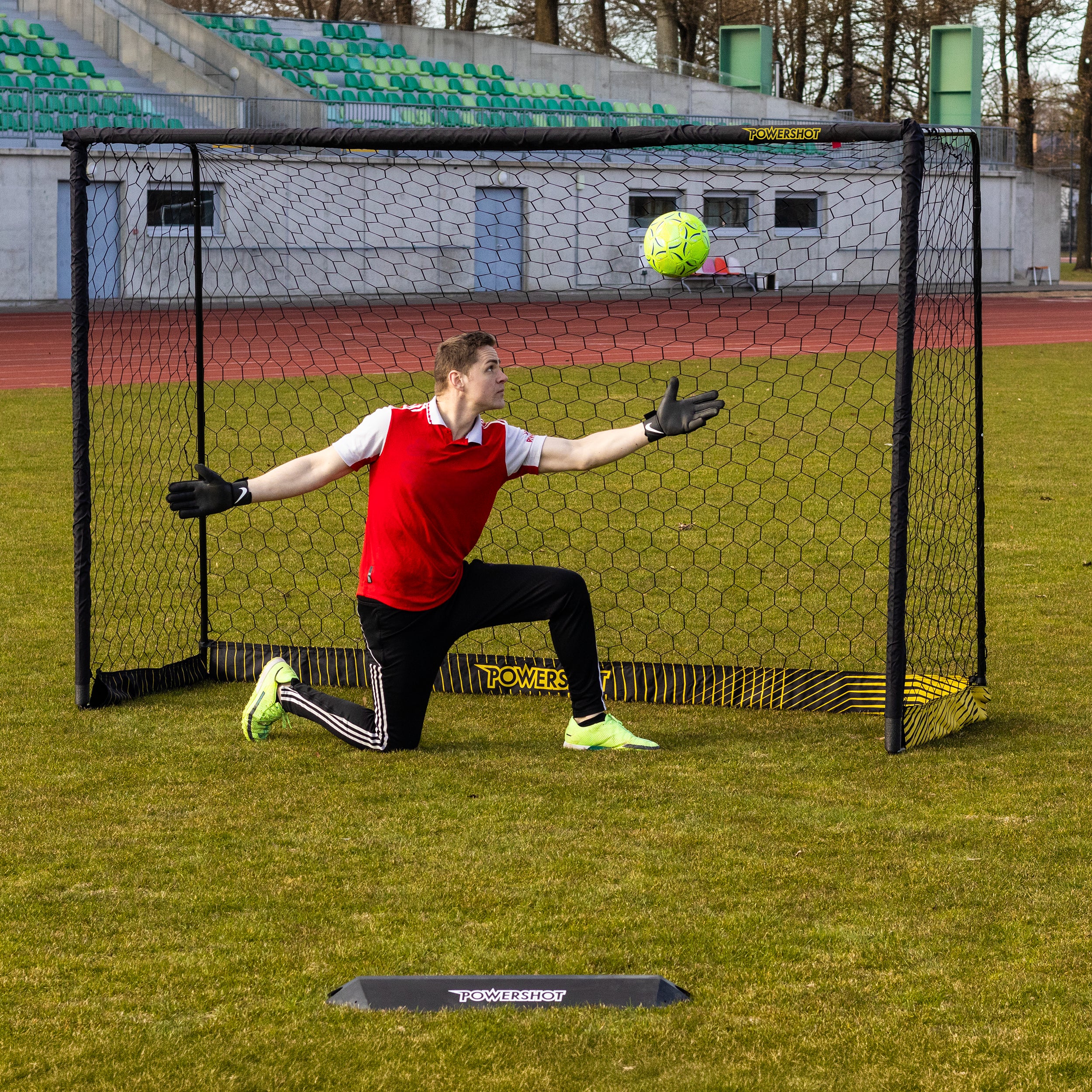Black steel football goal - 3m x 2m