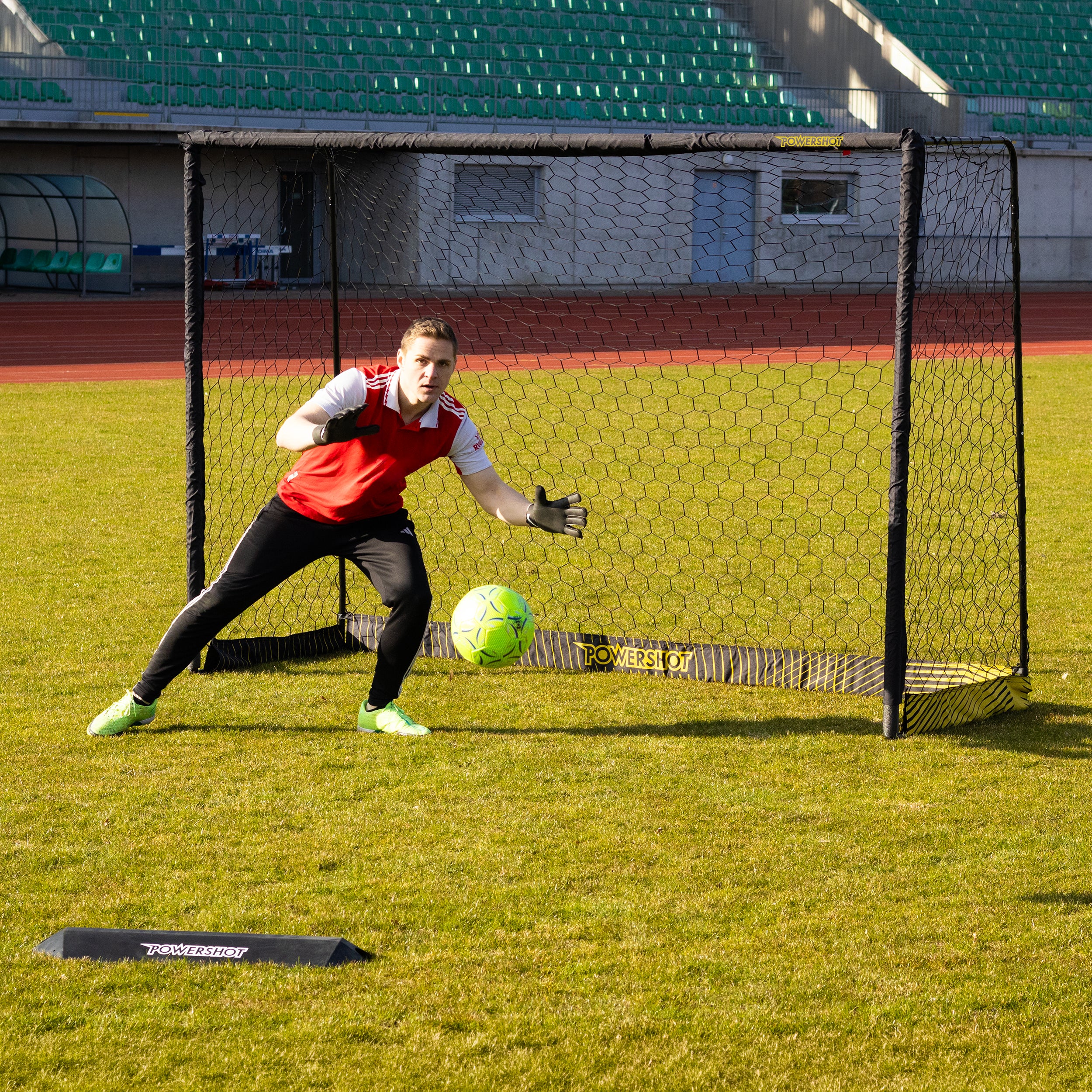 Black steel football goal - 3m x 2m