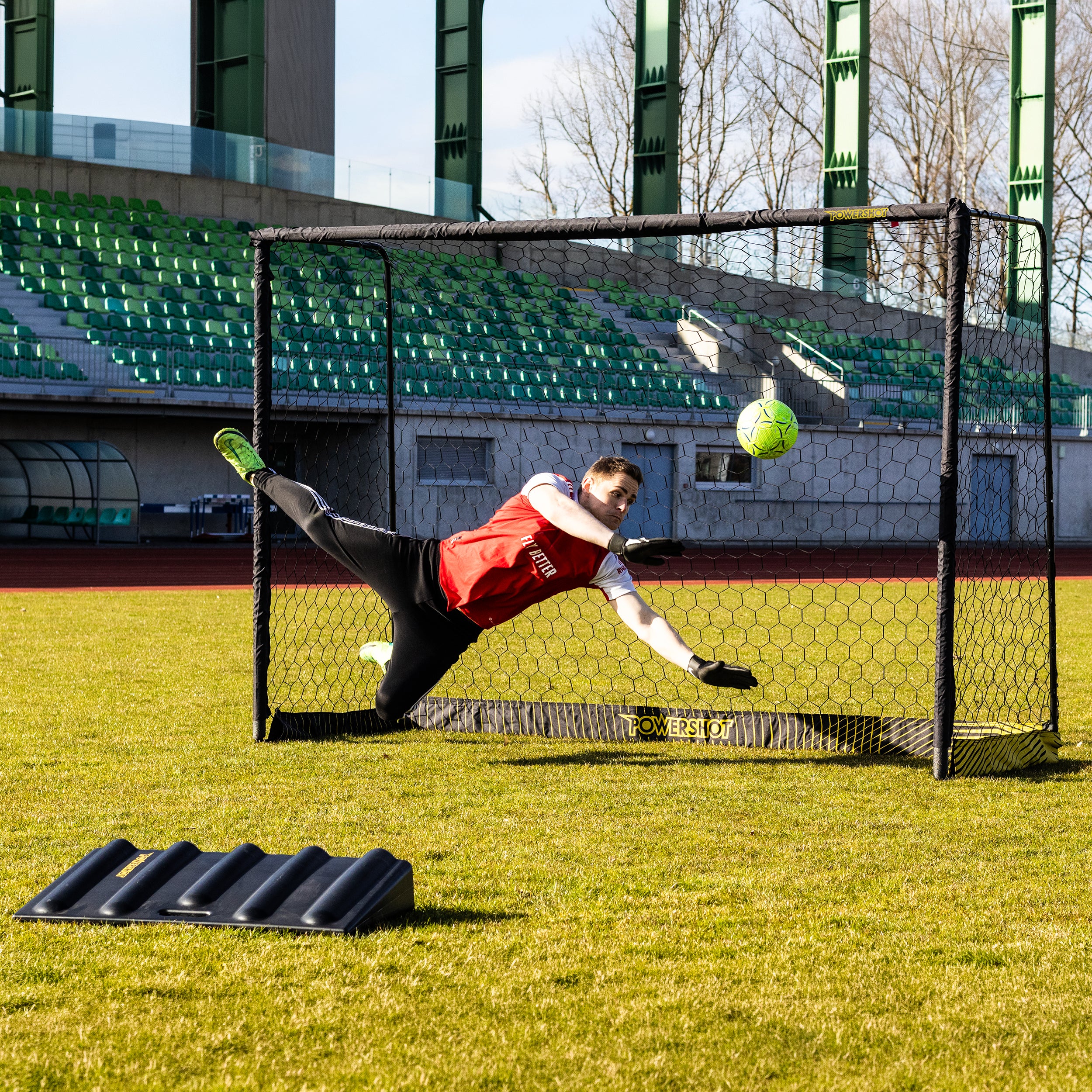 Black steel football goal - 3m x 2m