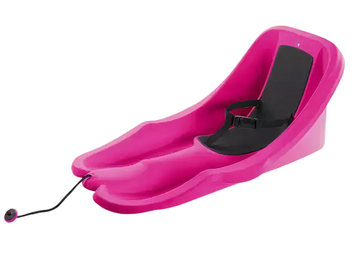 Baby sled with safety harness and pull rope