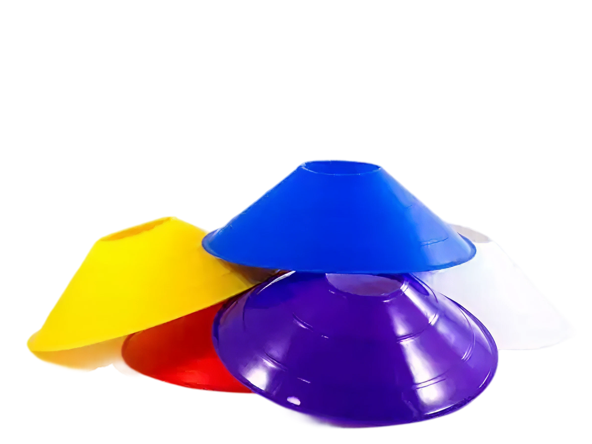 Set of 100 boundary cones - 6cm x 20cm with carrying stand