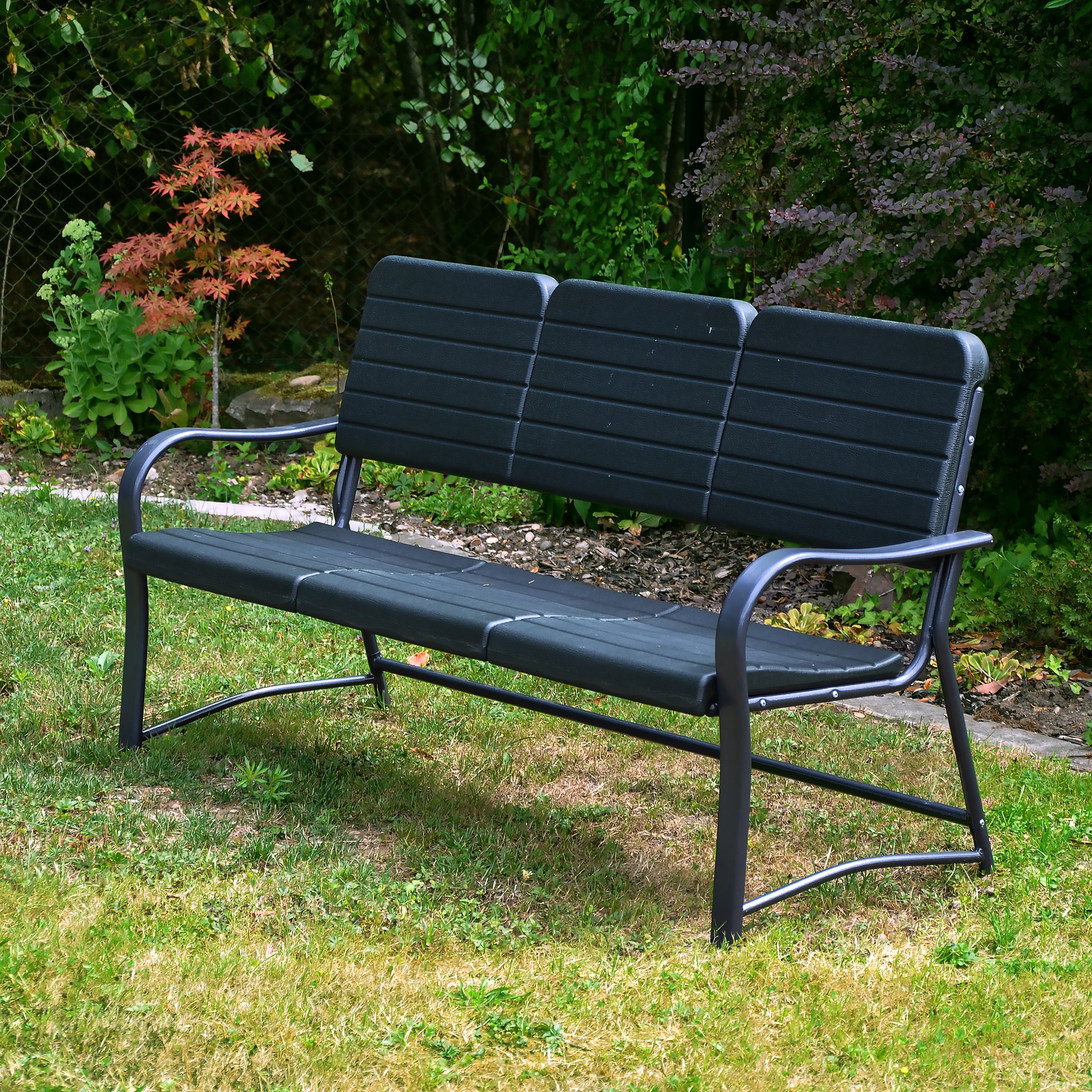 Plastic reinforced with steel indoor outdoor bench 3-man