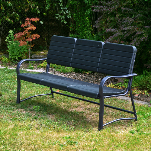 Plastic reinforced with steel indoor outdoor bench 3-man