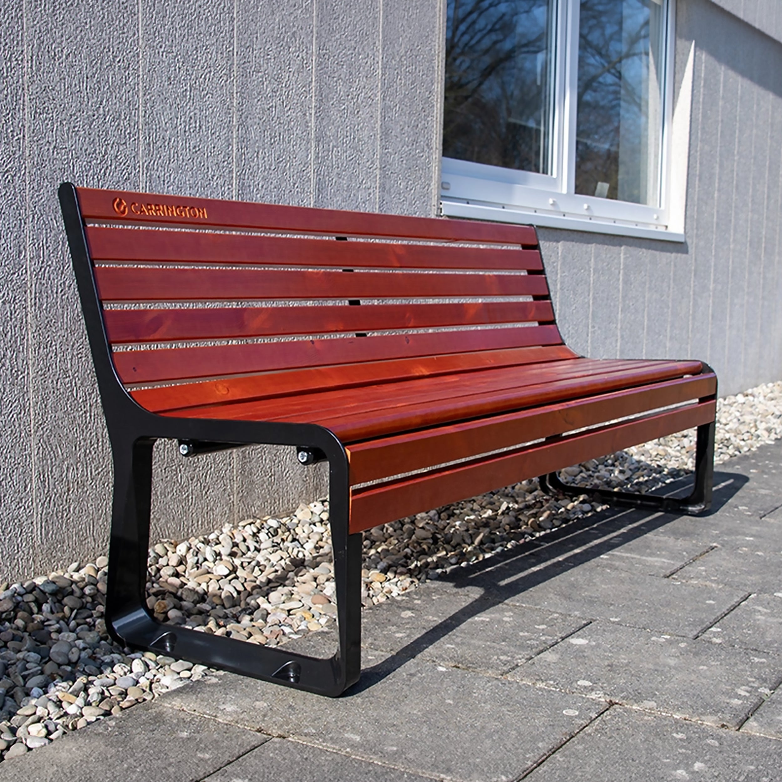 Premium wooden tennis bench with backrest - 196 cm