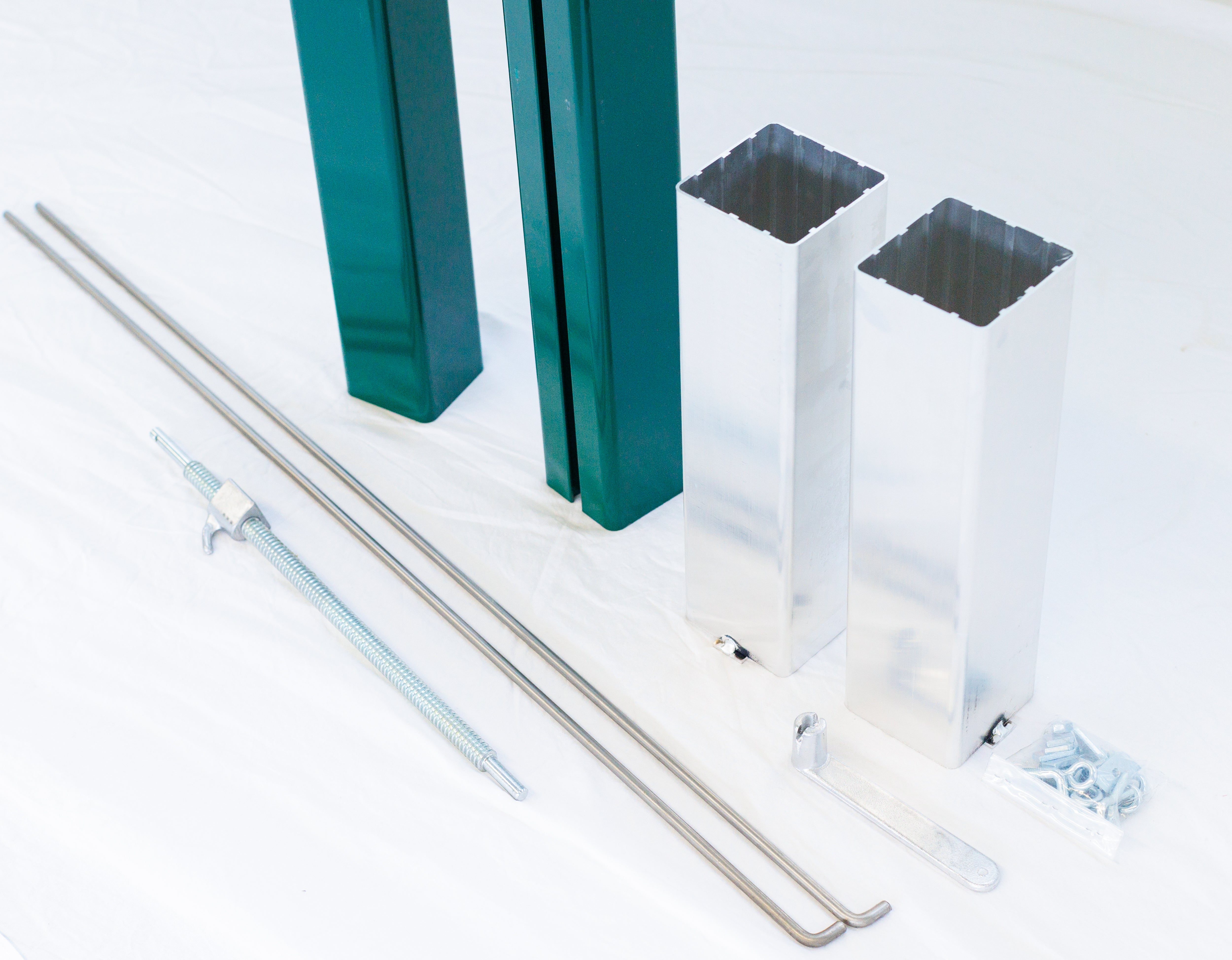 Socketed square tennis posts - 80mm x 80mm