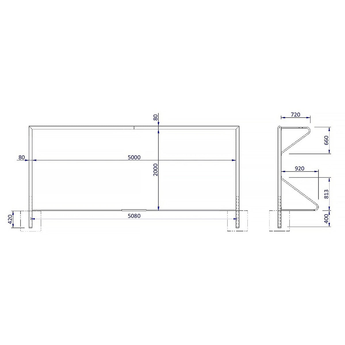 Football Goal - 5m x 2m - Aluminium - 80mm Powershot