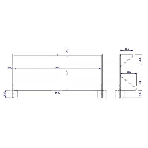 Football Goal - 5m x 2m - Aluminium - 80mm