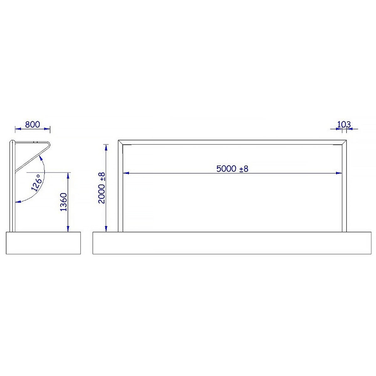 Football Goal 5m x 2m Aluminium - 120mm x 100mm Powershot