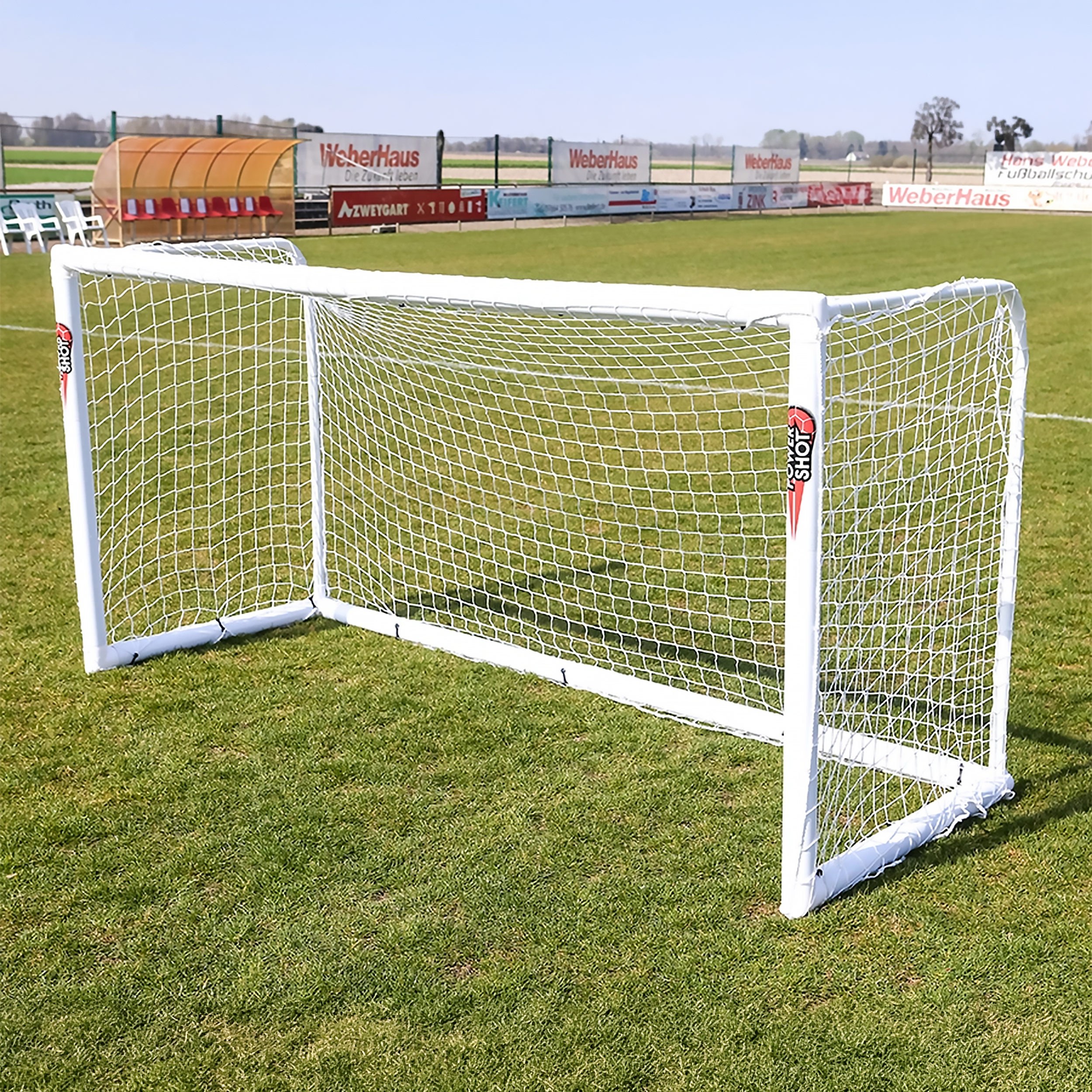 STADIUM Football goal - 3.7m x 2m - uPVC - White