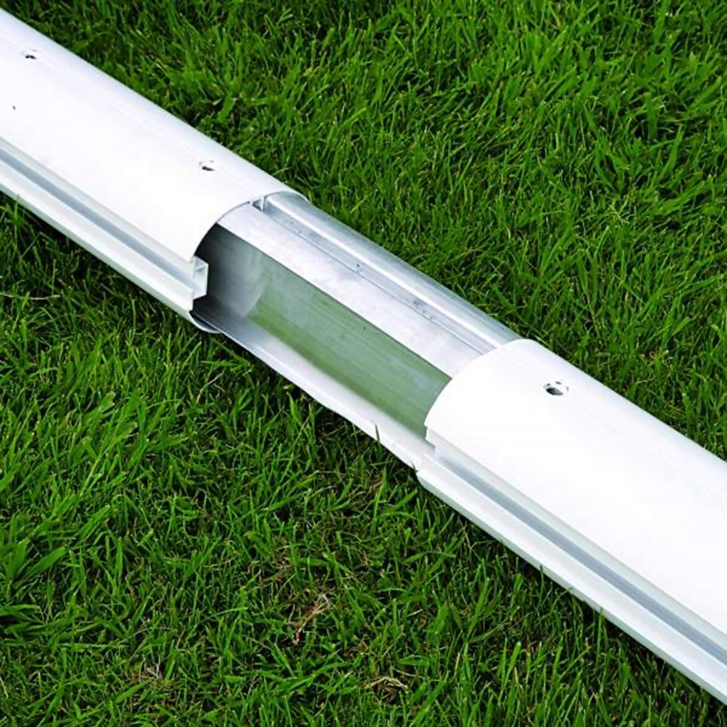 Full-Size Socketed Aluminium Football Goal - 7.32m x 2.44m