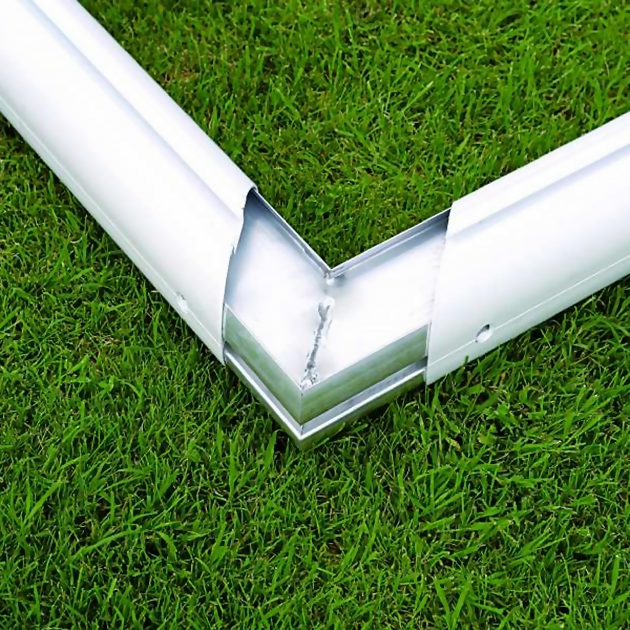 Full-Size Socketed Aluminium Football Goal - 7.32m x 2.44m