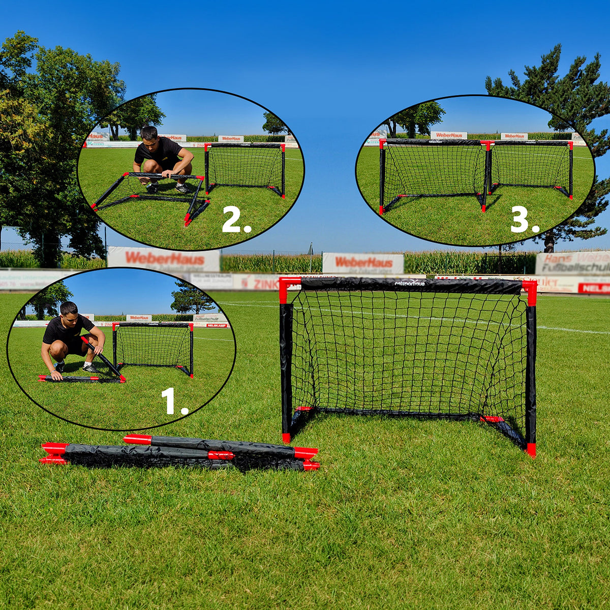 Foldable football goal - 90cm x 60cm - free ball Netsportique