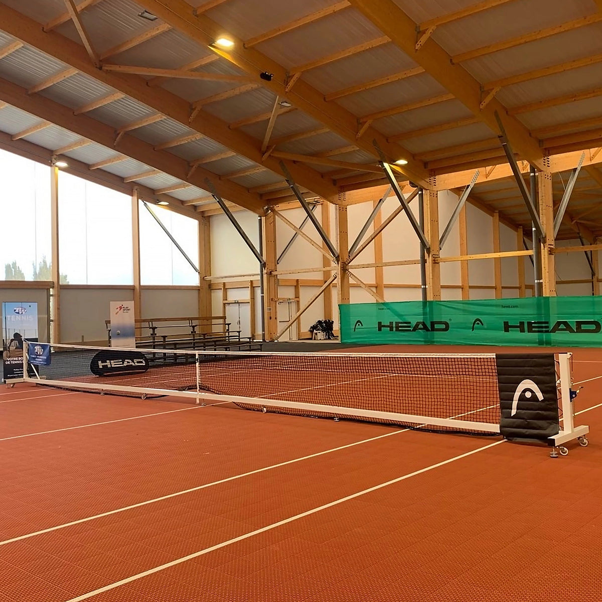 Transportable galvanized steel tennis posts - 80 mm x 80 mm Carrington