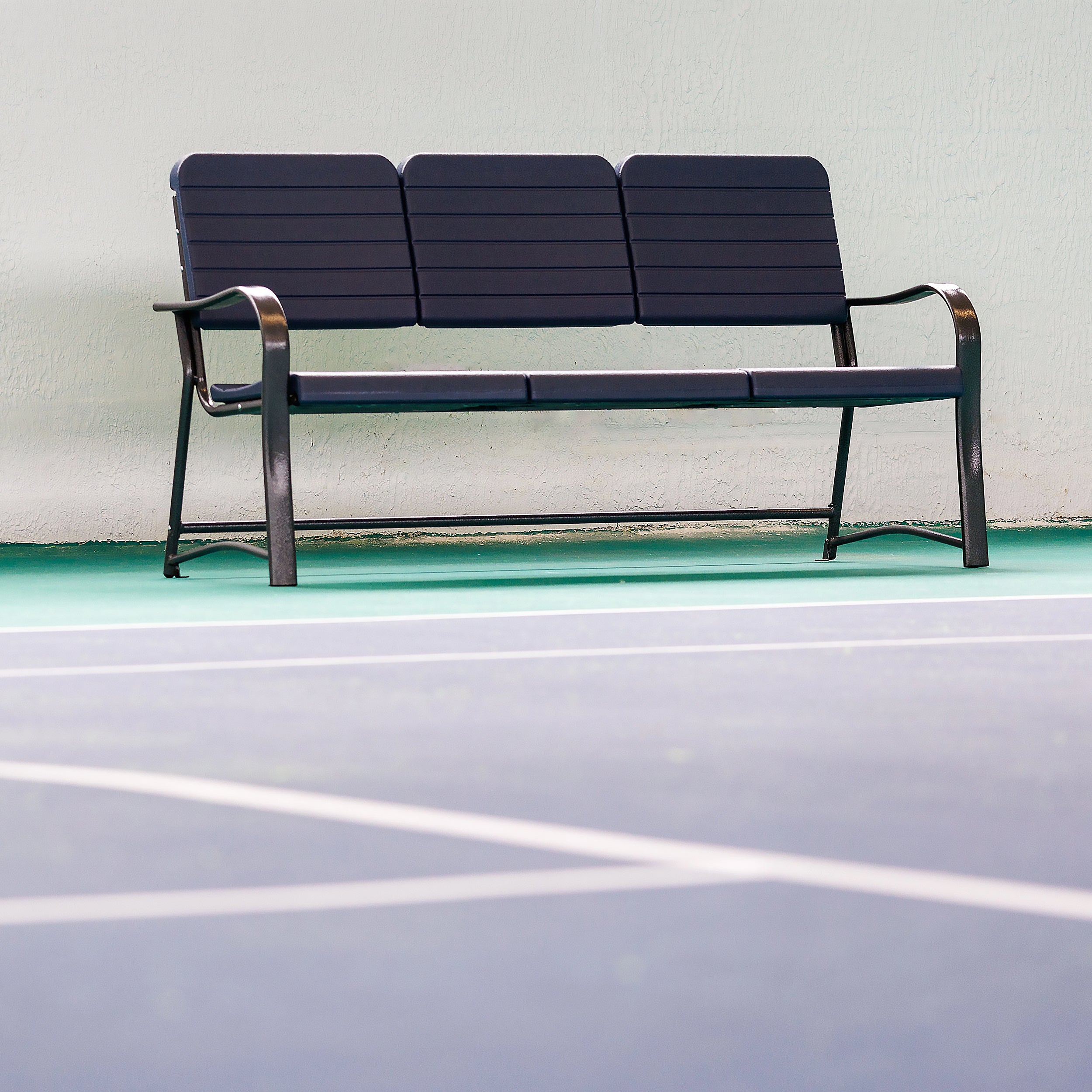 Plastic reinforced with steel indoor outdoor bench 3-man