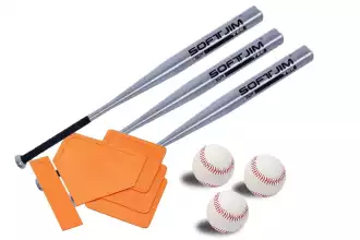 Kit of 3 aluminum bats, 3 baseballs and bases