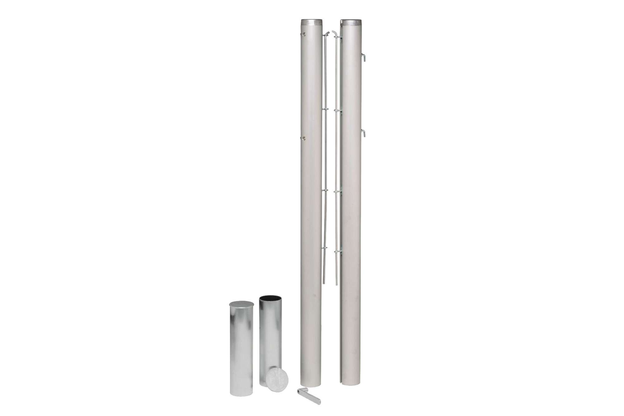 Image du produit : Pair of grey aluminium round tennis posts